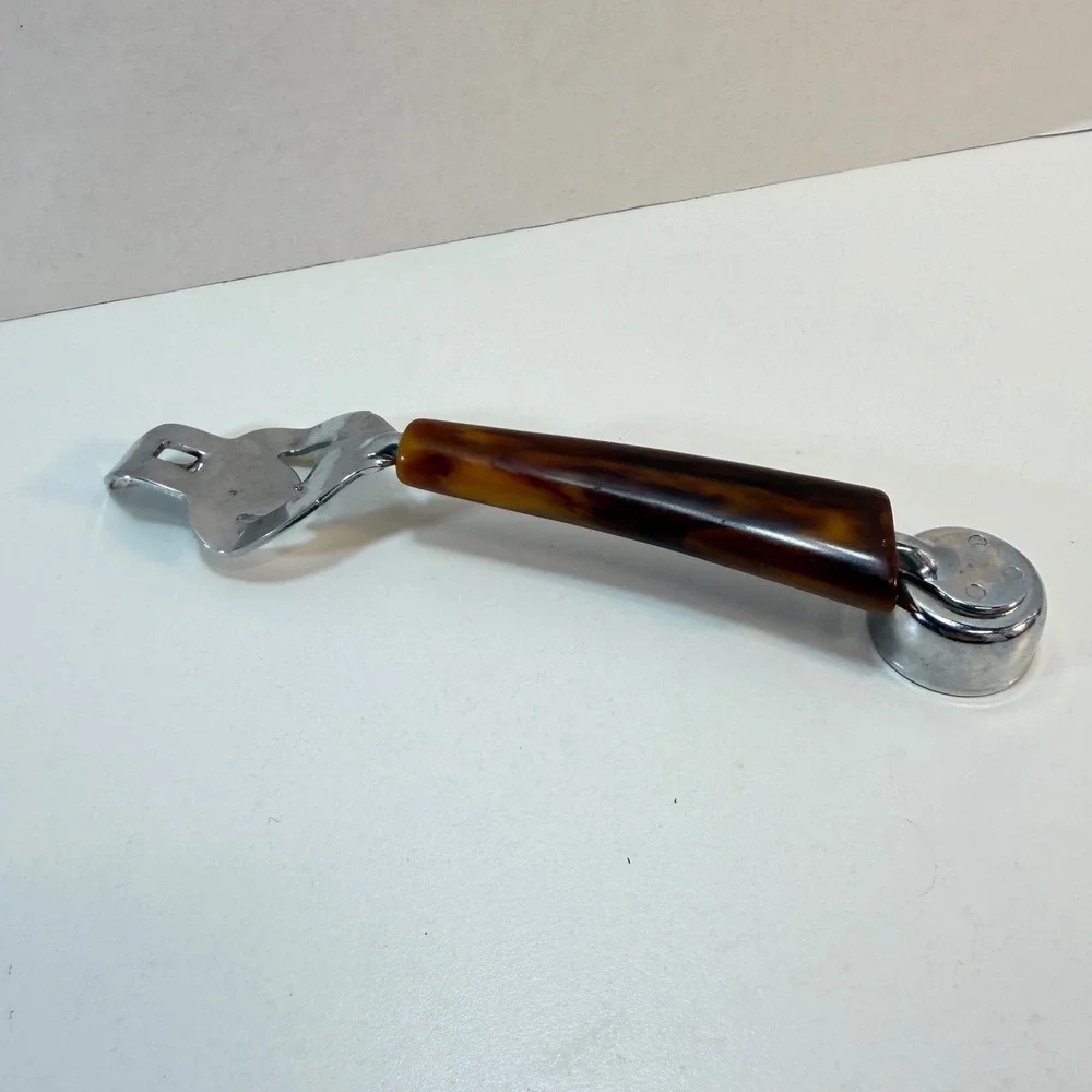 Vintage Bakelite Multi Tool Bottle Opener Jigger Bar Brown Butterscotch Swirl
